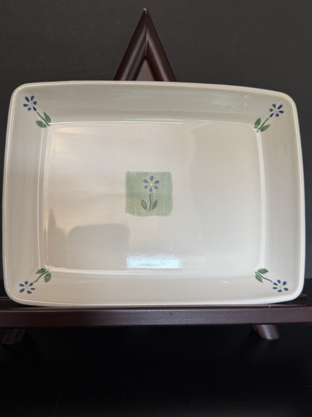 Vintage Pfaltzgraff Cloverhill Floral 8” Cheese Serving Tray USA Stoneware